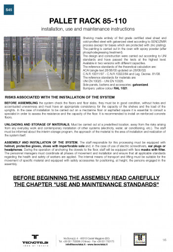 Assembly instructions S45 - Pallet Rack Series 85-110
