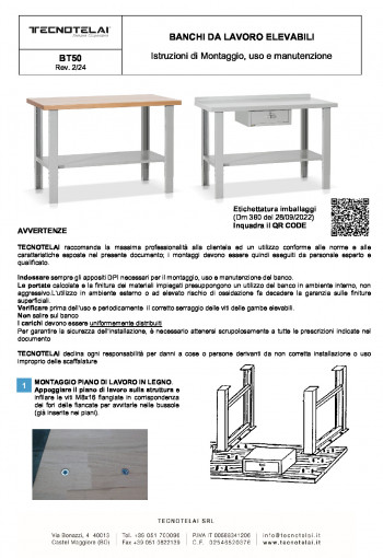Banchi da lavoro elevabili (BT50)