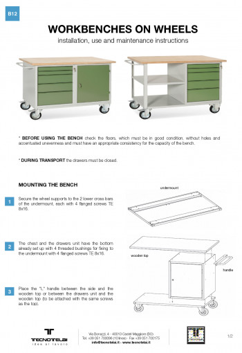 Istruzioni Montaggio B12 - Wheeled tool bench