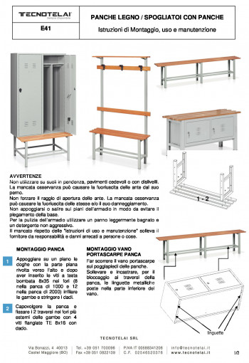 Panche con doghe in legno e spogliatoi (E41)