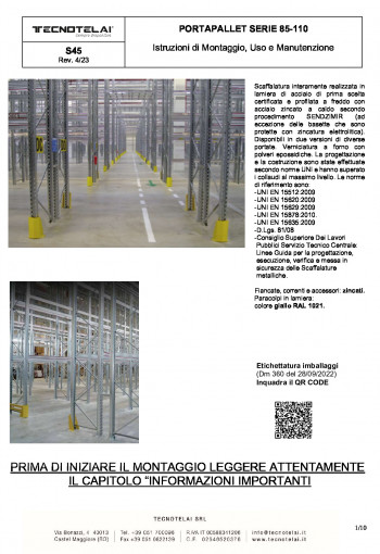 Portapallet serie 85-110 (S45)