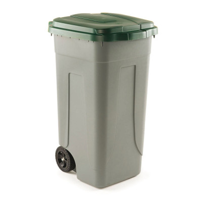 Grey bin green lid mm. 490Lx540Dx850H.