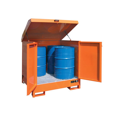 Box in lamiera verniciata per 4 fusti. Arancio