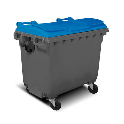 0798B Cassonetto con ruote 1100 lt. Grigio, coperchio Blu