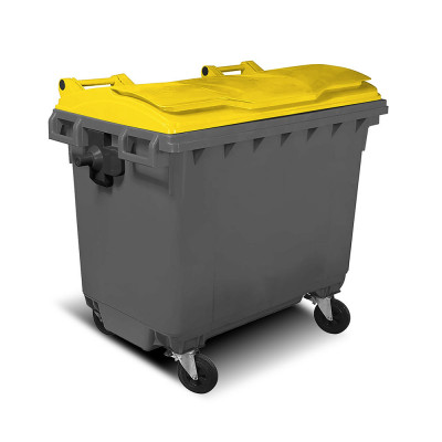0798G Cassonetto con ruote 1100 lt. Grigio, coperchio Giallo