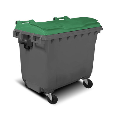 0798V Cassonetto con ruote 1100 lt. Grigio, coperchio Verde