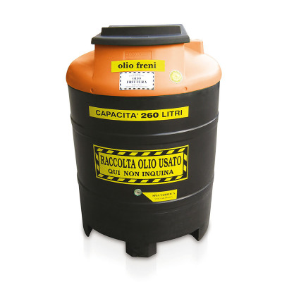 Contenitore 260lt per olio freni esausto. Nero/Arancio