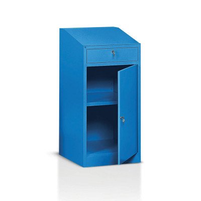E232B Desk cabinet with 1 adjustable shelf and 1 drawer mm. 600Lx500Dx1110/1230H. Blue.