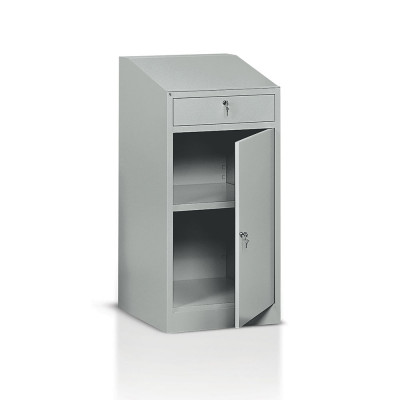 E232 Desk cabinet with 1 adjustable shelf and 1 drawer mm. 600Lx500Dx1110/1230H. Grey.