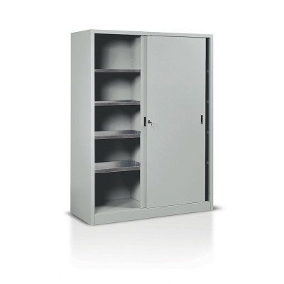 Sliding doors cabinet with 4+4 shelves mm. 1500Lx600Dx2000H. Grey RAL 7038.