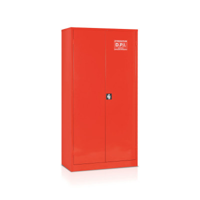 Armadio DPI 2 con piani, ante cieche. Rosso