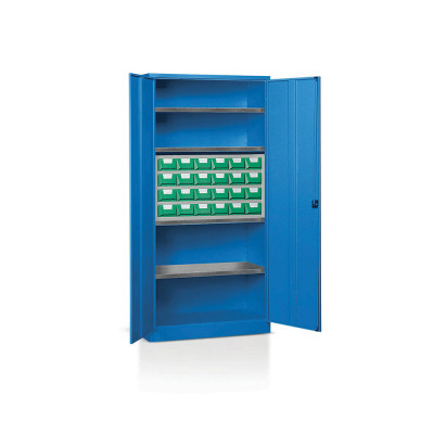 E203B Cabinet with hinged doors 4 floors and 1 drawer unit with 24 drawers mm. 1000Lx400Dx2000H Blue.