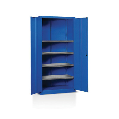E1028B Hinged doors cabinet and 4 shelves mm. 1000Lx500Dx2000H. Blue.