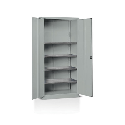 E1028 Hinged doors cabinet and 4 shelves mm. 1000Lx500Dx2000H. Grey.