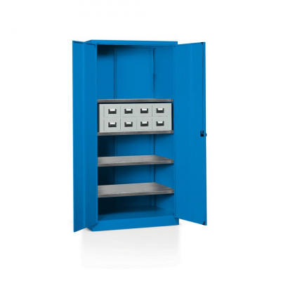 E1051B Wardrobe with hinged doors and 1 drawer unit mm. 1000Lx600Dx2000H Blue.