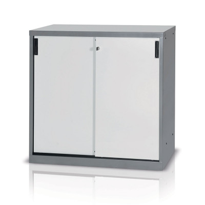 Sliding doors cabinet with 1 shelf mm. 1023Lx600Dx1000H. Dark grey/light grey.