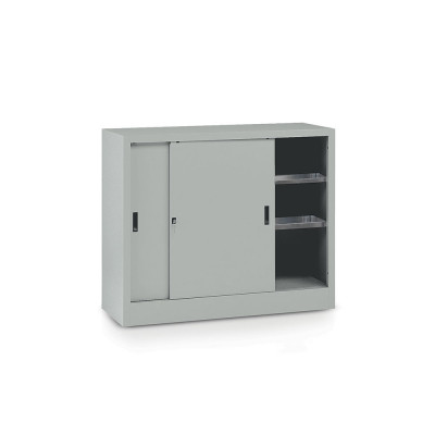 E380 Sliding doors cabinet and 2 shelves mm. 1200Lx500Dx1000H. Grey.