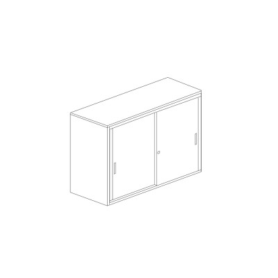 Metal bookcase with sliding doors  grey. Sizes: 1800Lx450Dx900H mm.