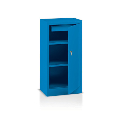 E373B Hinged door cabinet with 2 shelves mm. 500Lx400Dx1000H. Blue.