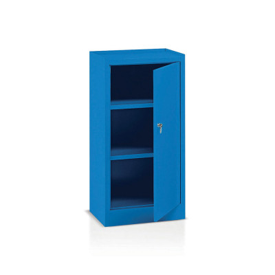 Hinged doors cabinet with 2 shelves mm. 500Lx400Dx1000H. Blue.