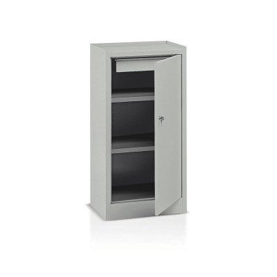 Hinged door cabinet with 2 shelves mm. 500Lx400Dx1000H. Grey.