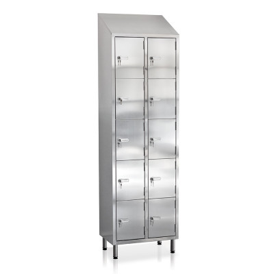 Cabinet 10 compartments stainless steel mm. 615Lx400Dx1930+2140H.