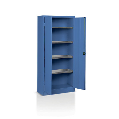 Hinged doors cabinet and 4 shelves mm. 800Lx400Dx1800H Blue.