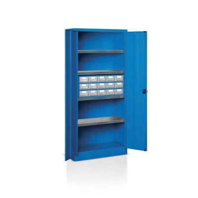 E213B Cabinet with hinged doors 4 floors and 1 drawer unit with 15 drawers mm. 800Lx400Dx1800H Blue.