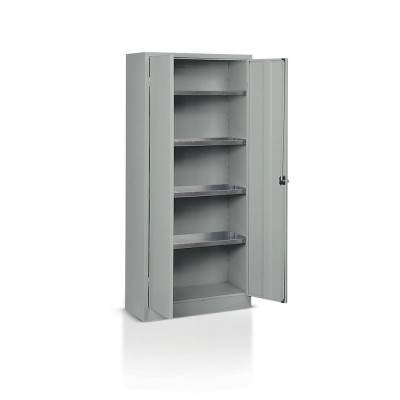 Hinged doors cabinet and 4 shelves mm. 800Lx400Dx1800H Grey.