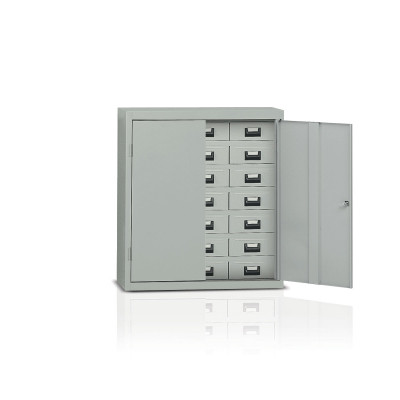 Cabinet with doors with 21 drawers mm. 900Lx355Dx1000H. Grey.