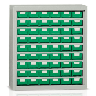 Cabinet with 54 drawers mm. 900Lx355Dx1000H. Grey.