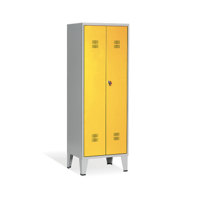 Locker 1+1 compartments hinged door mm. 610Lx500Dx1800H. Grey-Yellow.