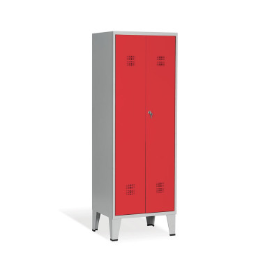E550GR Locker 1+1 compartments hinged door mm. 610Lx500Dx1800H. Grey-Red.