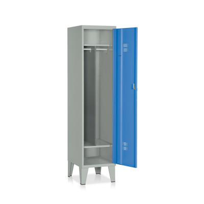 E526GB Locker 1 compartment with partition and shoe rack mm. 415Lx500Dx1800H. Grey/blue.