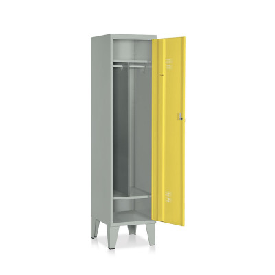 E526GG Locker 1 compartment with partition and shoe rack mm. 415Lx500Dx1800H. Grey/yellow.