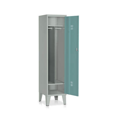 Locker 1 compartment with partition and shoe rack mm. 415Lx500Dx1800H. Grey/dark green.