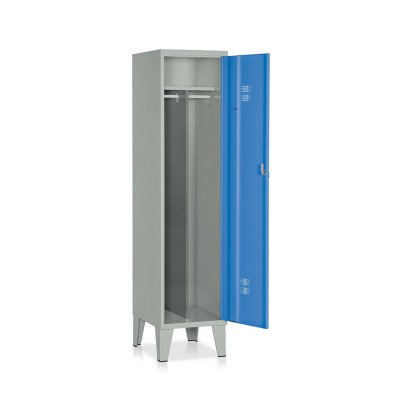 Locker with 1 compartment with partition mm. 415Lx500Dx1800H. Grey blue.