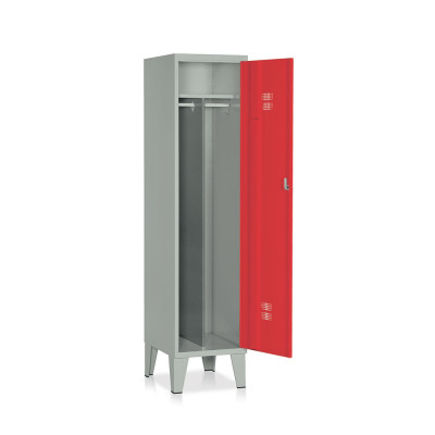 E520GR Locker with 1 compartment with partition mm. 415Lx500Dx1800H. Grey/red.