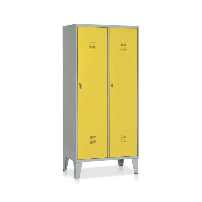 Locker 2 compartments with partition and shoe rack- mm. 810Lx500Dx1800H. Grey/yellow.