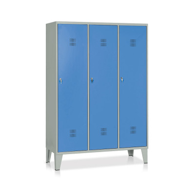 E530GB Locker 3 compartments with partition and shoe rack mm. 1200Lx500Dx1800H. Grey/blue.
