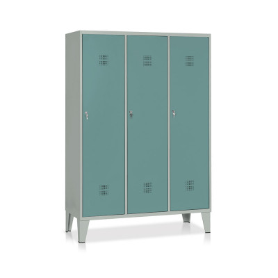 Locker with 3 compartments with partition mm. 1200Lx500Dx1800H. Grey/dark green.