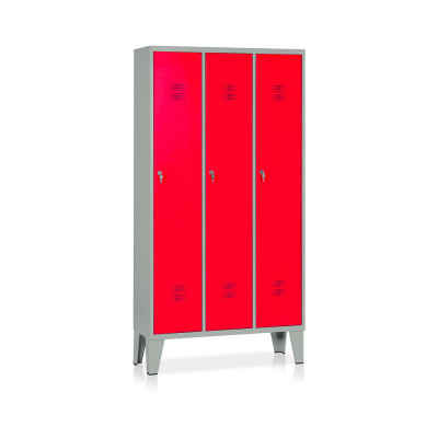 E504GR Locker 3 compartments mm. 905Lx330Dx1800H. Grey/red.