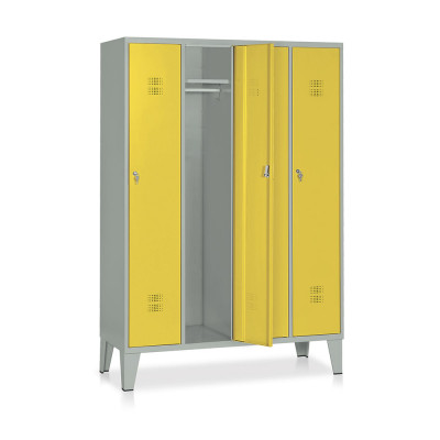 E516GG Locker 4 compartments mm. 1200Lx500Dx1800H. Grey/yellow.
