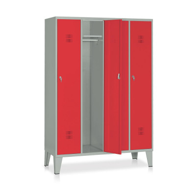 Locker 4 compartments mm. 1200Lx500Dx1800H. Grey/red.