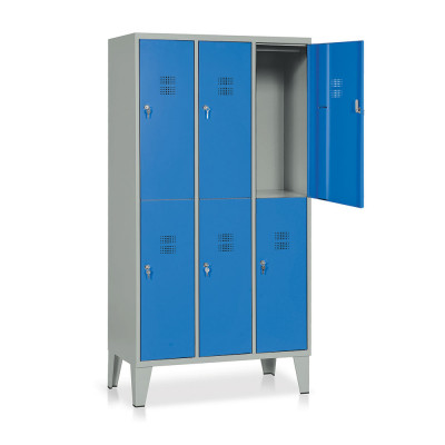 E544GB Locker 6 compartments mm. 905Lx500Dx1800H. Grey/blue.