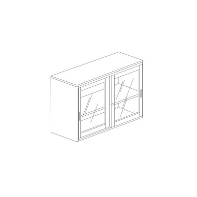 Metal bookcase with glass sliding doors. Grey. Sizes: 1500Lx450Dx900H mm.