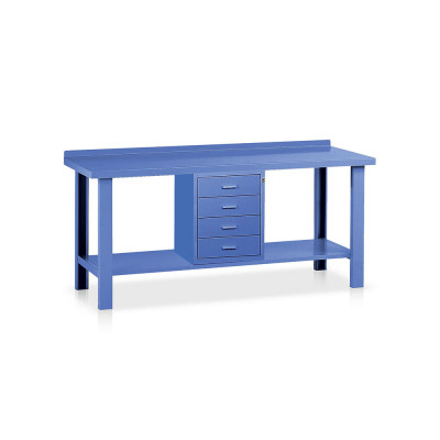 Banco lamiera 1 cassettiera mm 2000x750x885h. Blu