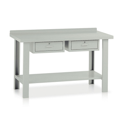 Banco lamiera 2 cassetti mm 1500x750x885h. Grigio