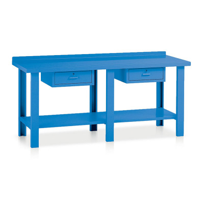BL359B Banco lamiera 2 cassetti mm 2000x750x885h. Blu