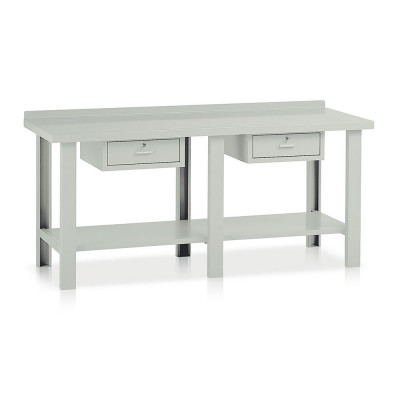 Banco lamiera 2 cassetti mm 2000x750x885h. Grigio